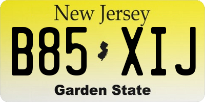 NJ license plate B85XIJ