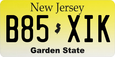 NJ license plate B85XIK