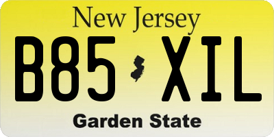 NJ license plate B85XIL