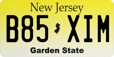 NJ license plate B85XIM