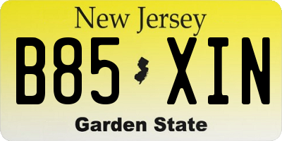 NJ license plate B85XIN