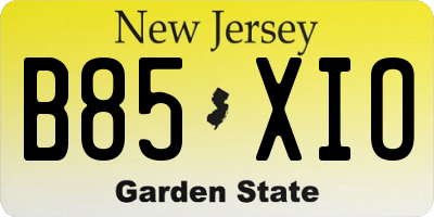 NJ license plate B85XIO