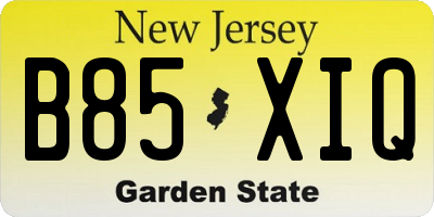 NJ license plate B85XIQ