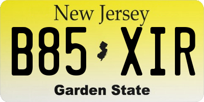 NJ license plate B85XIR