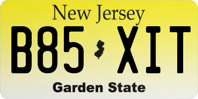 NJ license plate B85XIT