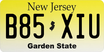 NJ license plate B85XIU