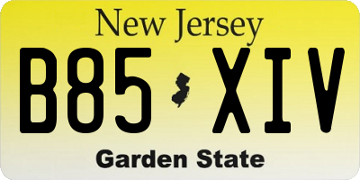 NJ license plate B85XIV