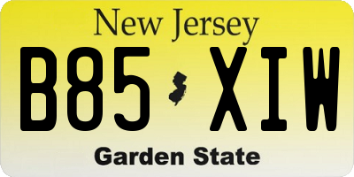 NJ license plate B85XIW