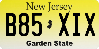 NJ license plate B85XIX