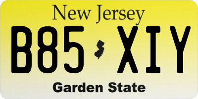 NJ license plate B85XIY