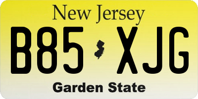 NJ license plate B85XJG