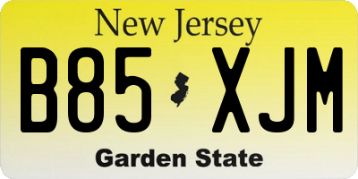 NJ license plate B85XJM