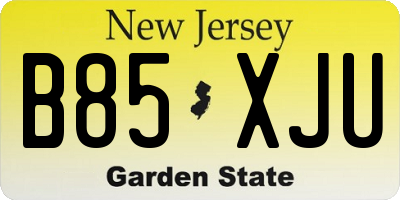 NJ license plate B85XJU