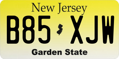 NJ license plate B85XJW