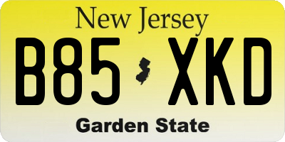 NJ license plate B85XKD