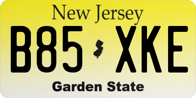 NJ license plate B85XKE
