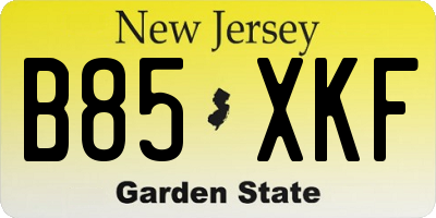 NJ license plate B85XKF
