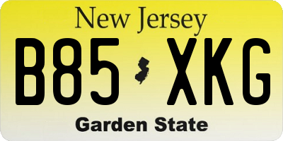 NJ license plate B85XKG