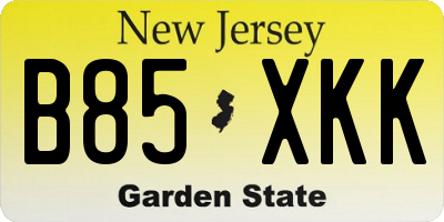 NJ license plate B85XKK