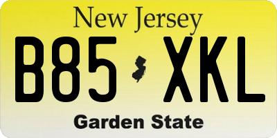 NJ license plate B85XKL