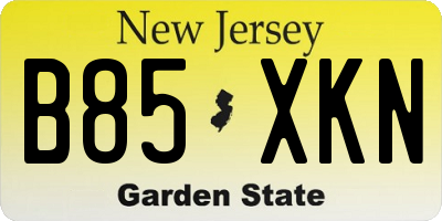 NJ license plate B85XKN