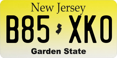 NJ license plate B85XKO