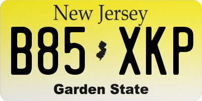NJ license plate B85XKP