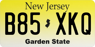 NJ license plate B85XKQ