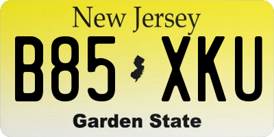 NJ license plate B85XKU