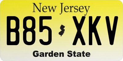 NJ license plate B85XKV