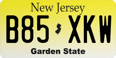 NJ license plate B85XKW