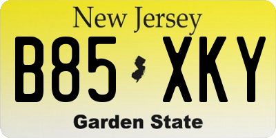 NJ license plate B85XKY