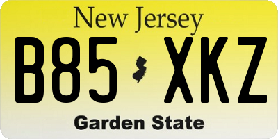NJ license plate B85XKZ