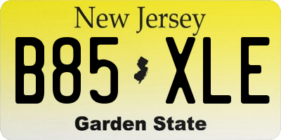 NJ license plate B85XLE