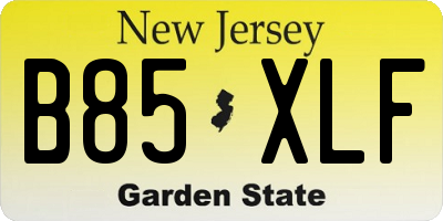 NJ license plate B85XLF