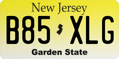 NJ license plate B85XLG