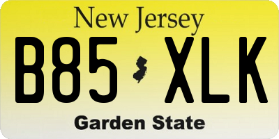 NJ license plate B85XLK
