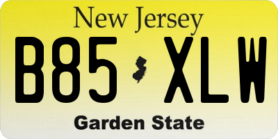 NJ license plate B85XLW