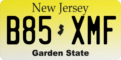 NJ license plate B85XMF