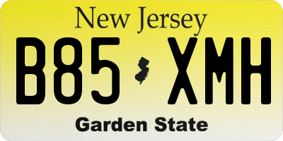 NJ license plate B85XMH