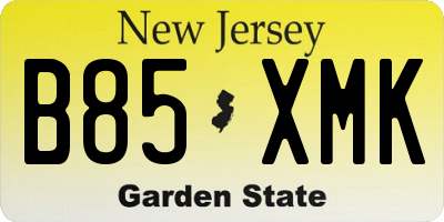 NJ license plate B85XMK