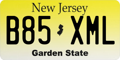 NJ license plate B85XML