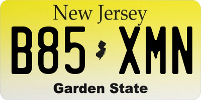 NJ license plate B85XMN
