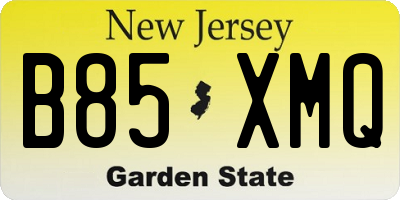 NJ license plate B85XMQ