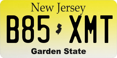 NJ license plate B85XMT