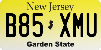 NJ license plate B85XMU