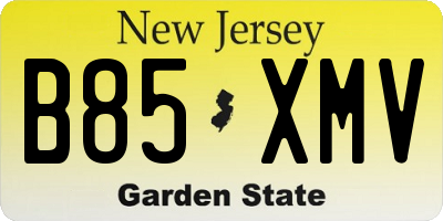 NJ license plate B85XMV