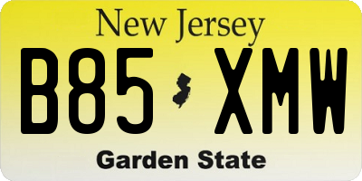 NJ license plate B85XMW