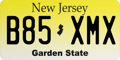NJ license plate B85XMX