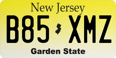 NJ license plate B85XMZ